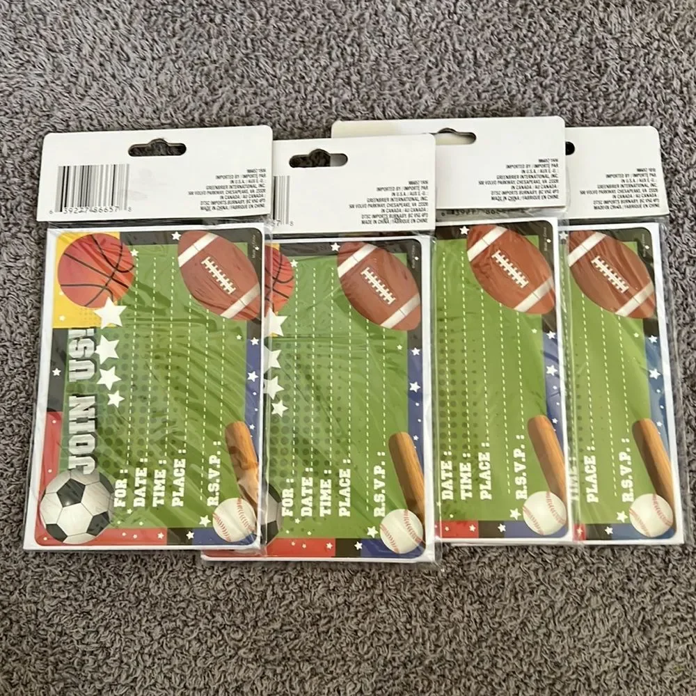 Greenbrier 40 sports party invitations with envelopes included  NEW